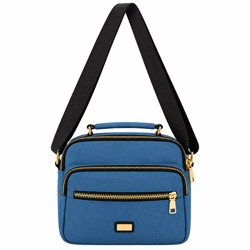 (image for) 2434 Teal Polyester Multi Zip X-Body Bag With Top Handle (New)